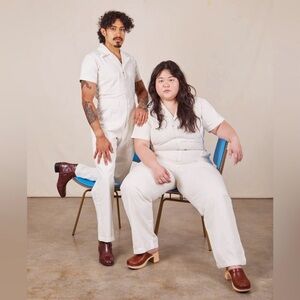 Big Bud Press Short Sleeve Jumpsuit in Vintage White (Size M)